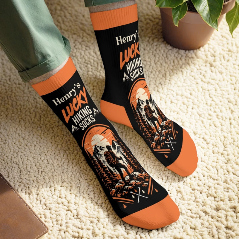 Custom Lucky Hiking Gifts for Hikers - Personalized Hiking Socks