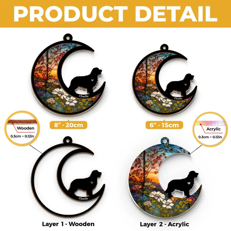 Custom Dog Lover Gifts with Floral Crescent - Personalized Hanging Ornament
