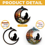 Custom Cat Crescent Moon Decor - Personalized Hanging Suncatcher