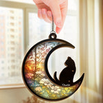 Custom Cat Crescent Moon Decor - Personalized Hanging Suncatcher