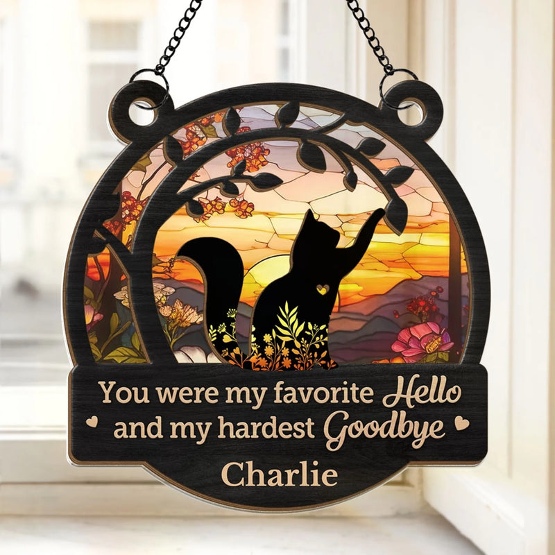 Custom Cat Memorial Decor - Personalized Window Hanging