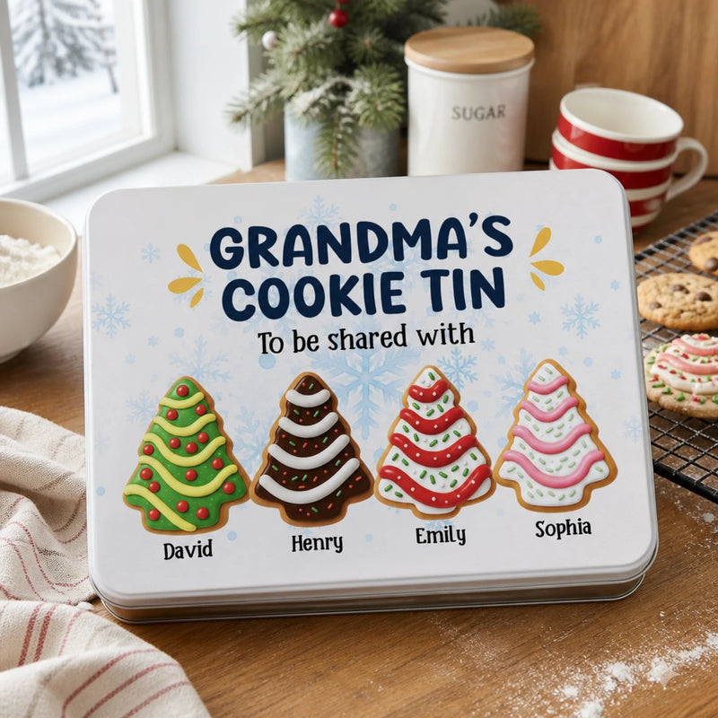 Custom Grandma's Christmas Cookie Gifts - Personalized Metal Tin - Sweet Memories Start Here