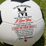 Custom Never Forget How Much I Love You Gifts for Grandsons - Personalized Soccer Ball - Stay Strong Trust Yourself