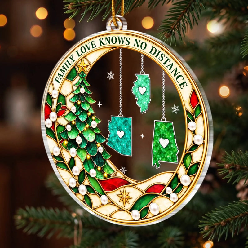 Custom Family Love Knows No Distance Christmas Decor - Personalized Ornament - Always Connected By Love
