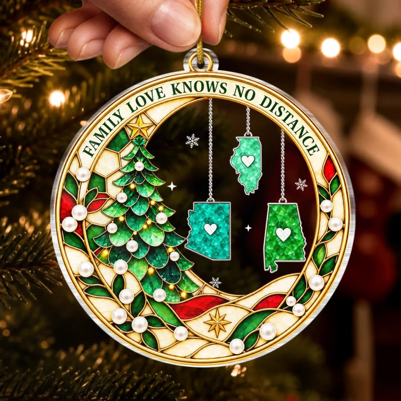 Custom Family Love Knows No Distance Christmas Decor - Personalized Ornament - Always Connected By Love