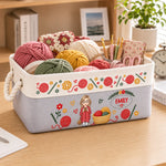 Custom Knitting Character Gifts for Yarn Lovers - Personalized Storage Basket - Handmade Moments Bring Joy
