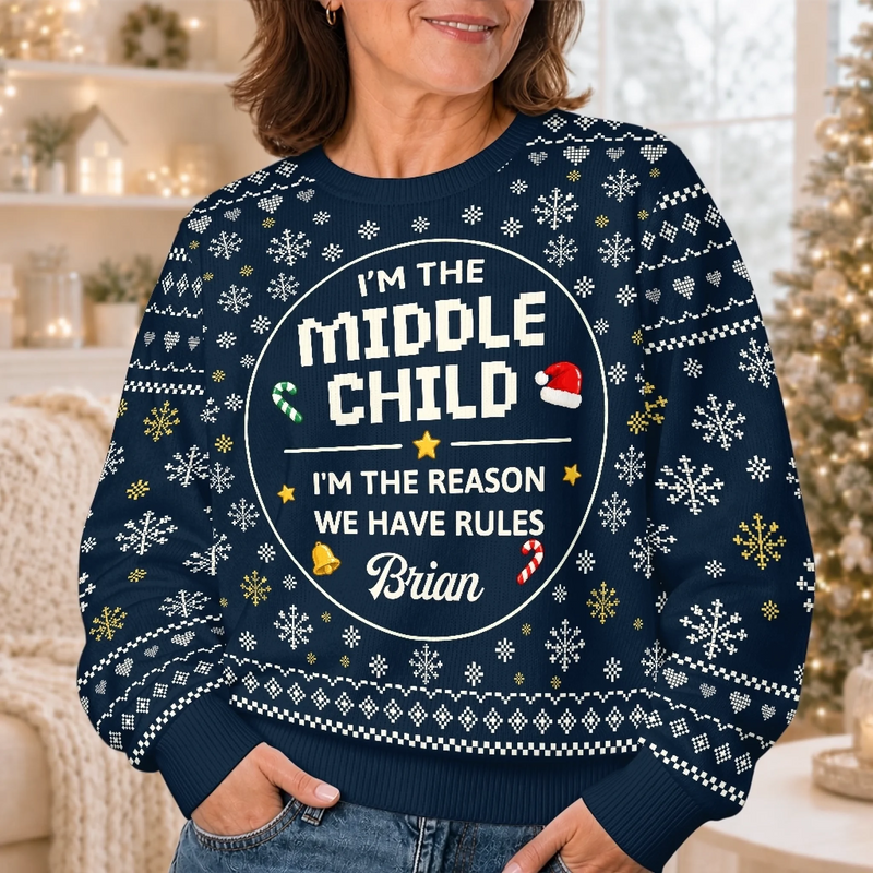 Custom Funny Sibling Quotes Family Christmas Gifts - Personalized Christmas Sweater - I'm The Youngest