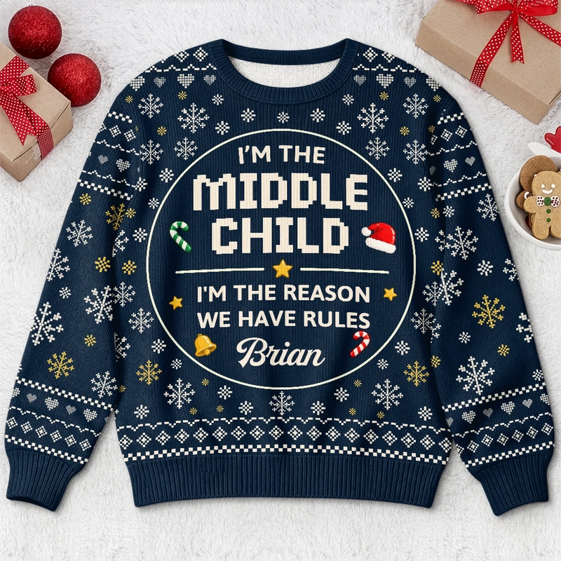 Custom Funny Sibling Quotes Family Christmas Gifts - Personalized Christmas Sweater - I'm The Youngest