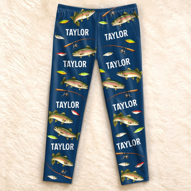 Custom Trout Fishing Gifts for Anglers - Personalized Pajama Pants - Big Fish