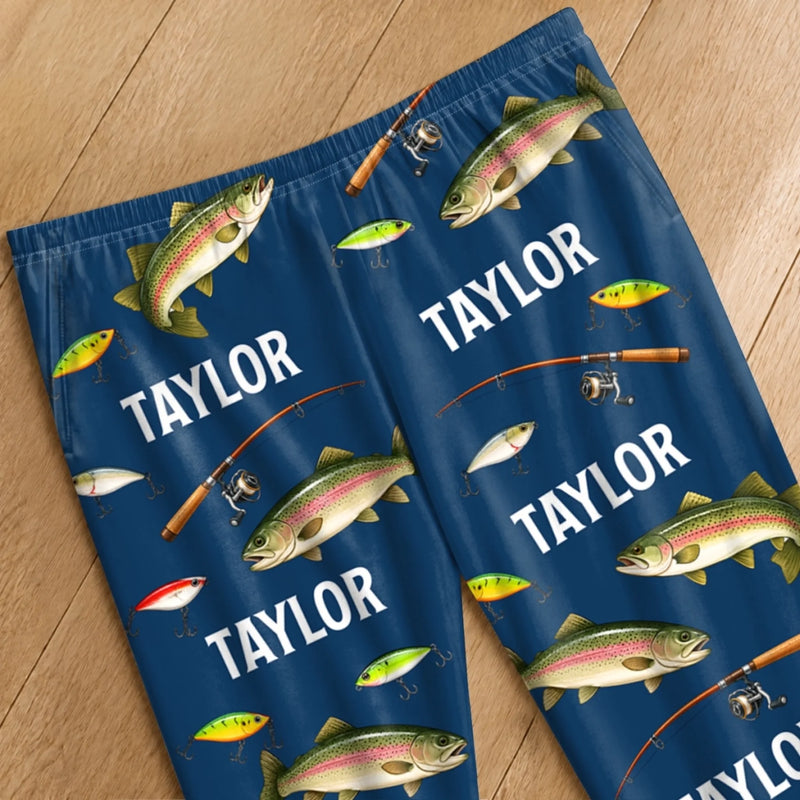 Custom Trout Fishing Gifts for Anglers - Personalized Pajama Pants - Big Fish