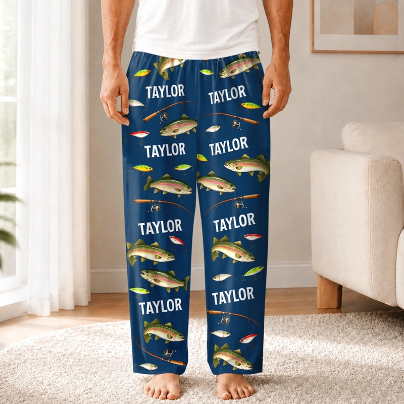 Custom Trout Fishing Gifts for Anglers - Personalized Pajama Pants - Big Fish