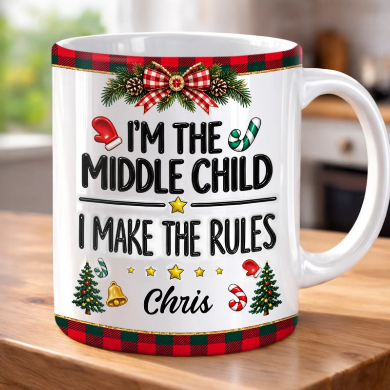 Custom Middle Child Makes the Rules Christmas Gifts - Personalized Mug - I Bring The Holiday Chaos