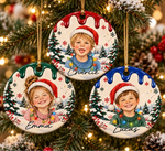Custom Photo Christmas Portrait Gifts - Personalized Christmas Ornament - Little Hearts Full Of Joy