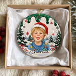 Custom Photo Christmas Portrait Gifts - Personalized Christmas Ornament - Little Hearts Full Of Joy
