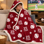 Custom Baseball Name & Number Gifts - Personalized Wearable Blanket Hoodie - One Passion