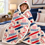 Custom Baseball Name Number Gifts for Baseball Players - Personalized Wearable Blanket Hoodie - Play Hard