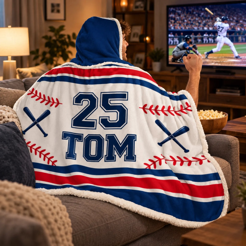Custom Baseball Number Name Gifts - Personalized Wearable Blanket Hoodie - Dream Bigger