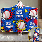 Custom Baseball Number Name Gifts - Personalized Wearable Blanket Hoodie - Swing Big