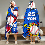 Custom Baseball Number Name Gifts - Personalized Wearable Blanket Hoodie - Swing Big
