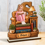 Custom Just A Girl Who Loves Books Gifts - Personalized 2-Layered Wooden Plaque With Flat Stand- Lost In A Good Book