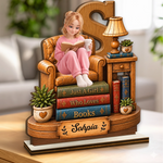 Custom Just A Girl Who Loves Books Gifts - Personalized 2-Layered Wooden Plaque With Flat Stand- Lost In A Good Book