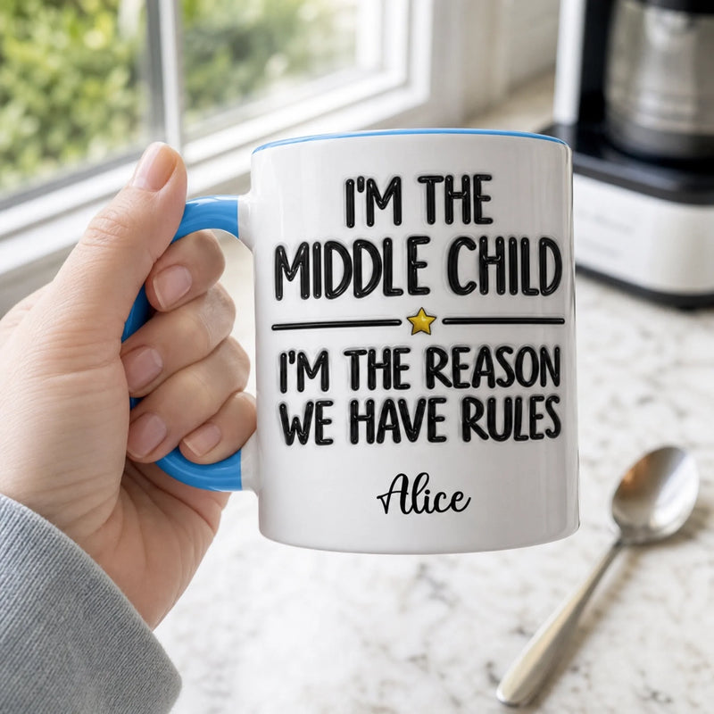 Custom Middle Child Gifts - Personalized 3D Inflated Effect Printed Accent Mug - Officially The Fun One