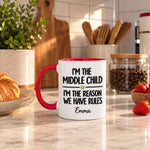 Custom Middle Child Gifts - Personalized 3D Inflated Effect Printed Accent Mug - Officially The Fun One