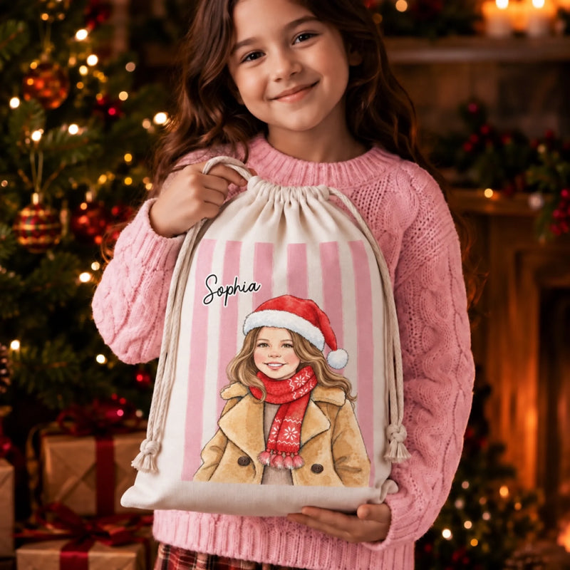 Personalized Drawstring Gift Bag - Christmas Gift For Kids, Family - A Little More Merry Together