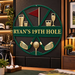 Custom Golf 19th Hole Gifts - Personalized Shaped Metal Sign - Chasing Birdies All Day