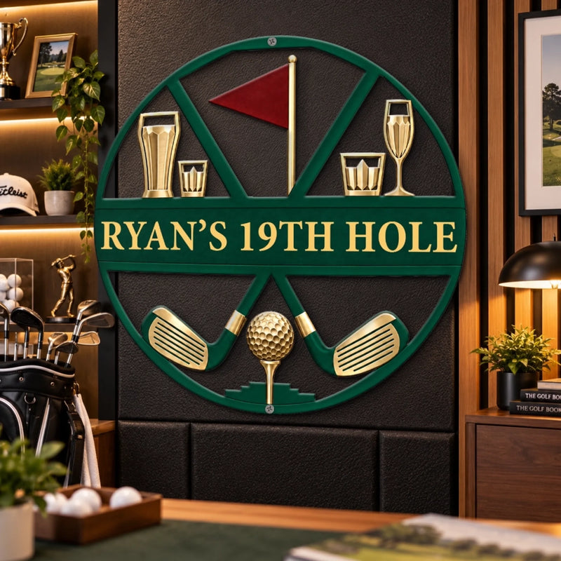 Custom Golf 19th Hole Gifts - Personalized Shaped Metal Sign - Chasing Birdies All Day