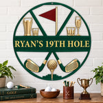 Custom Golf 19th Hole Gifts - Personalized Shaped Metal Sign - Chasing Birdies All Day