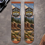 Custom Lucky Hiking Socks Hiking Gifts - Personalized Crew Socks - Take The Scenic Route
