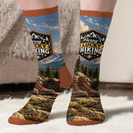 Custom Lucky Hiking Socks Hiking Gifts - Personalized Crew Socks - Take The Scenic Route
