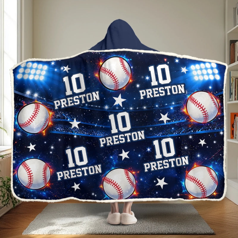 Custom Baseball Name Number Kids Gifts - Personalized Wearable Blanket Hoodie - Big Dream