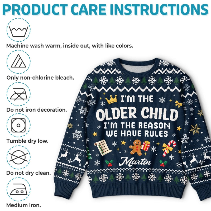 Custom I'm the Older Child Christmas Gifts for Kids - Personalized Christmas Sweater - I'm The One