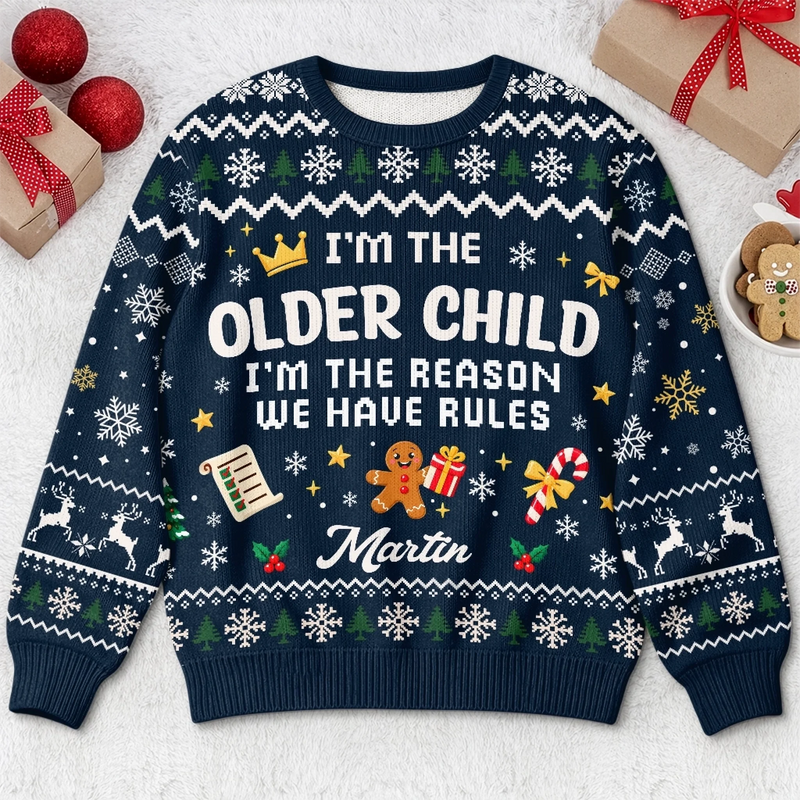 Custom I'm the Older Child Christmas Gifts for Kids - Personalized Christmas Sweater - I'm The One