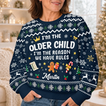 Custom I'm the Older Child Christmas Gifts for Kids - Personalized Christmas Sweater - I'm The One