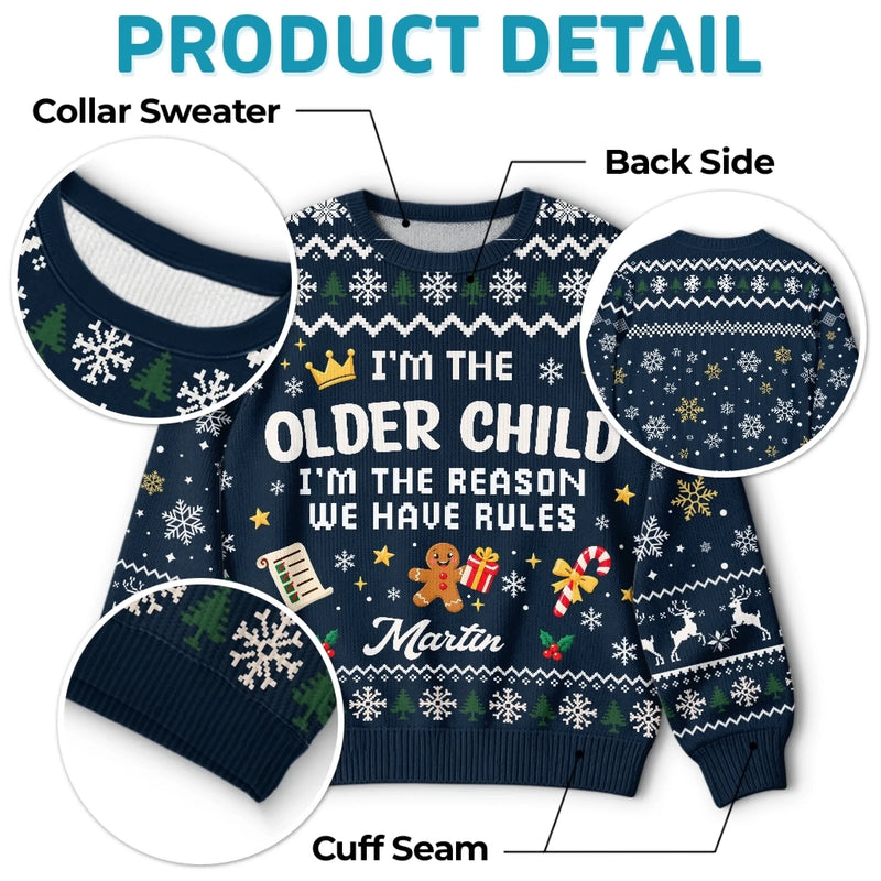 Custom I'm the Older Child Christmas Gifts for Kids - Personalized Christmas Sweater - I'm The One