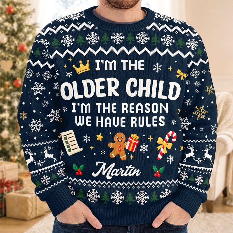 Custom I'm the Older Child Christmas Gifts for Kids - Personalized Christmas Sweater - I'm The One