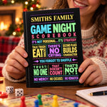 Custom Family Game Night Scorebook Family Gifts - Personalized Hardcover Journal - Keep Score Play Hard Win
