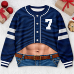 Custom Sports Fan Jersey Gifts - Personalized Baseball Jersey-Style Sweatshirt - Eat Drink Watch