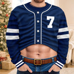 Custom Sports Fan Jersey Gifts - Personalized Baseball Jersey-Style Sweatshirt - Eat Drink Watch