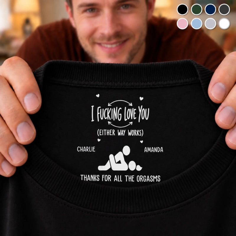 Personalized Inside Neck Print T-Shirt - Anniversary Gift For Couple, Husband, Wife - I Really Love You