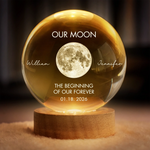Custom Our Moon Couple Anniversary Gifts - Personalized Crystal Globe Lamp - Our Moon