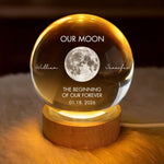 Custom Our Moon Couple Anniversary Gifts - Personalized Crystal Globe Lamp - Our Moon