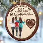 Custom Friends Are God's Way Bestie Christmas Decor - Personalized Wooden Ornament - Side By Side Through It All