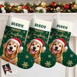 Custom Photo Merry Christmas Gifts for Dog Lovers - Personalized Christmas Stocking - Feliz Navidog