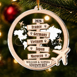 Custom Travel Couple Christmas Decor - Personalized Acrylic Ornament - Memories Made Around The World