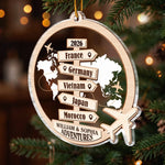 Custom Travel Couple Christmas Decor - Personalized Acrylic Ornament - Memories Made Around The World