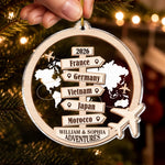 Custom Travel Couple Christmas Decor - Personalized Acrylic Ornament - Memories Made Around The World